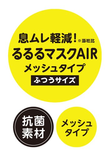 息ムレ軽減！ ※当社比 るるるマスクAIR メッシュタイプ ふつうサイズ 抗菌素材 メッシュタイプ